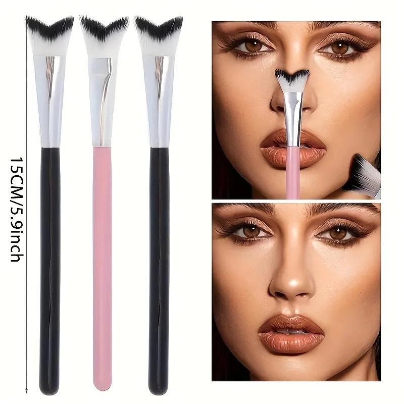 1PC Angled V-Shaped Contour Brush,for Nose/Cheekbone Sculpting, Highlighting & Shading Tool, Professional Makeup Accessory