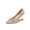 Sequined pearl applique stiletto high heels wedding shoes banquet dress comfortable and high-end women's shoes