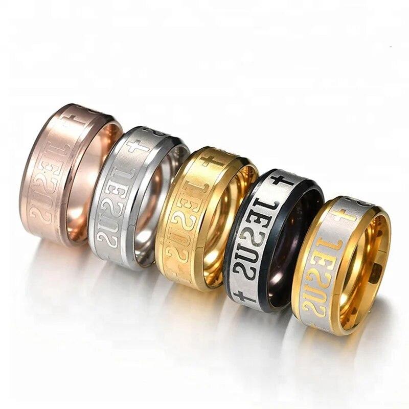 

Модные мужские кольца из нержавеющей стали с крестом христианского Иисуса, обручальные кольца для мужчин и женщин, ретро-амулет, ювелирные изделия, подарок