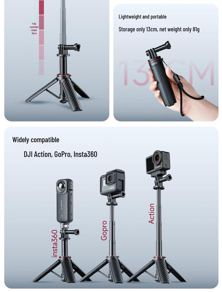 XS22 Extension Pole Tripod & Selfie Stick with Metal Tablet Phone Clip