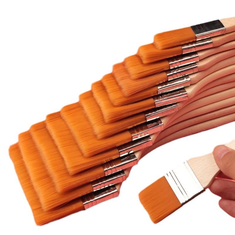 Nylon Bristle Art Brush with Wood Handle for Oil Painting