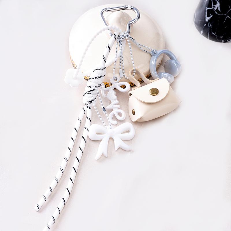 Exquisite Woven Maillard Bow Rope Pendant Earphone Gifts Mini Bow Faux Leather Bag Accessories for Women