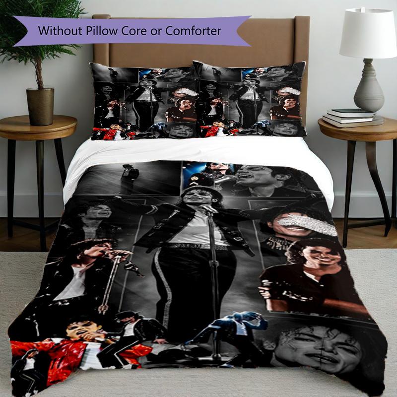 3pcs Duvet Cover Set (1*Duvet Cover + 2*Pillowcase, Without Core), Michael Jackson Print Bedding Set, Bedroom Decor, All‑Season, Birthday Gift