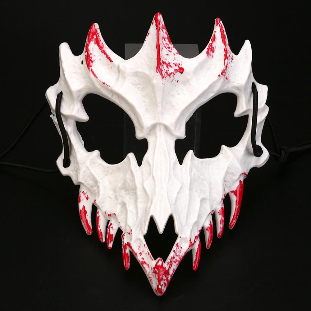 Blood Half-Face Mask Men Dragon Tiger Wolf Mask Horror Halloween Costume Props Skeleton Carnival Mask Party Cosplay Prop