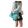Stylish Gray And Blue Street Fashion Girls Plaid Nylon Messenger Shoulder Bag