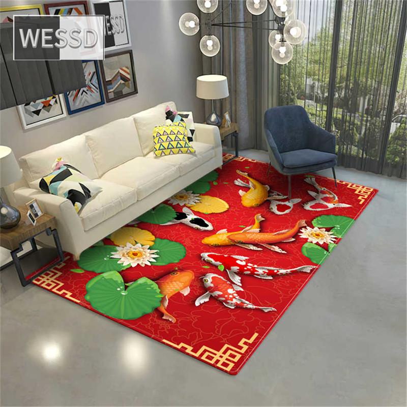 Carp Fish 3D Carpet For Living Room Large Rug House Coffee Table Mat Decorative Soft Bedroom Floor Mat Bathroom Mat Sponge