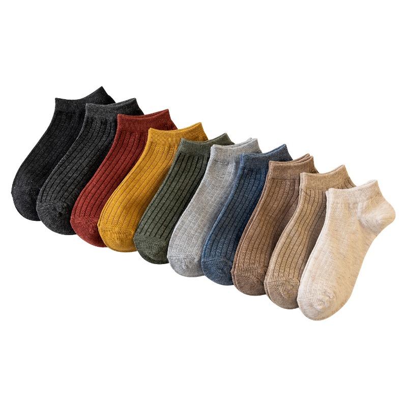 Women's Summer New Style Draw A Solid Color Breathable Cotton Boat Socks