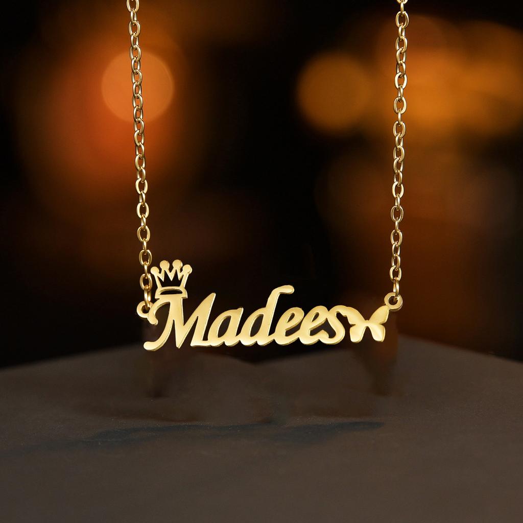 Atoztide Personalized Custom Name Necklaces Nameplate Pendant for Women Stainless Steel Link Chain Mother Kids Jewelry Gift