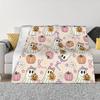 Cute Ghosts and Pumpkins Coral Fleece Plush Throw Blanket Halloween Blankets for Sofa Office Warm Plush Thin Quilt