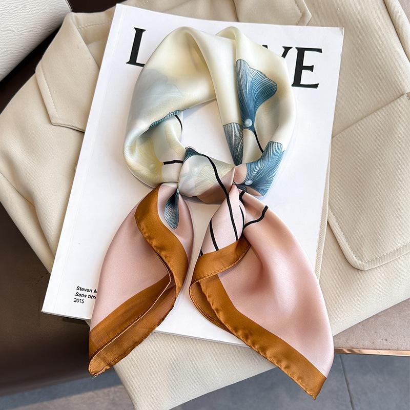 Luxury Silk Scarf for Women Hijab Bandana Fashion 70*70cm Square Scarves Handkerchief Design Shawl Wraps Echarpe Foulard