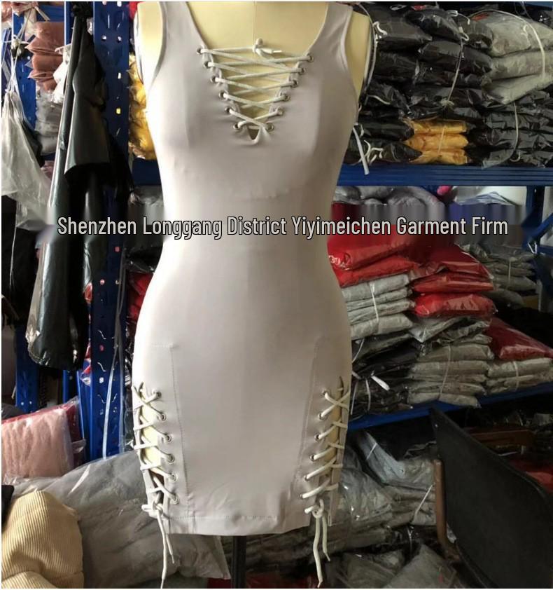 Women's Solid Color Deep V-Neck Sexy Bandage Dress