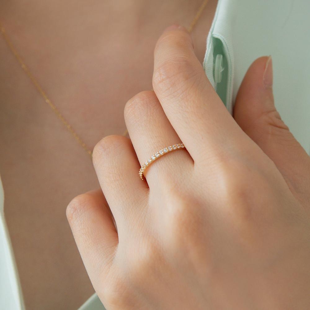 Lunne 14K Signity Stone Pavé Ring (14K Gold) #Lfr02 (A Type)