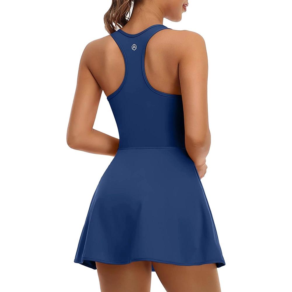 CHARMLEAKS Tenisové šaty pro ženy Šaty na cvičení s vestavěnou podprsenkou a kapsami kraťasů Sportovní šaty na cvičení Golfové šaty