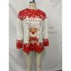 Spring and Autumn Women's Blouse Christmas Theme Printed Long Sleeve Round Neck Loose Top Moose