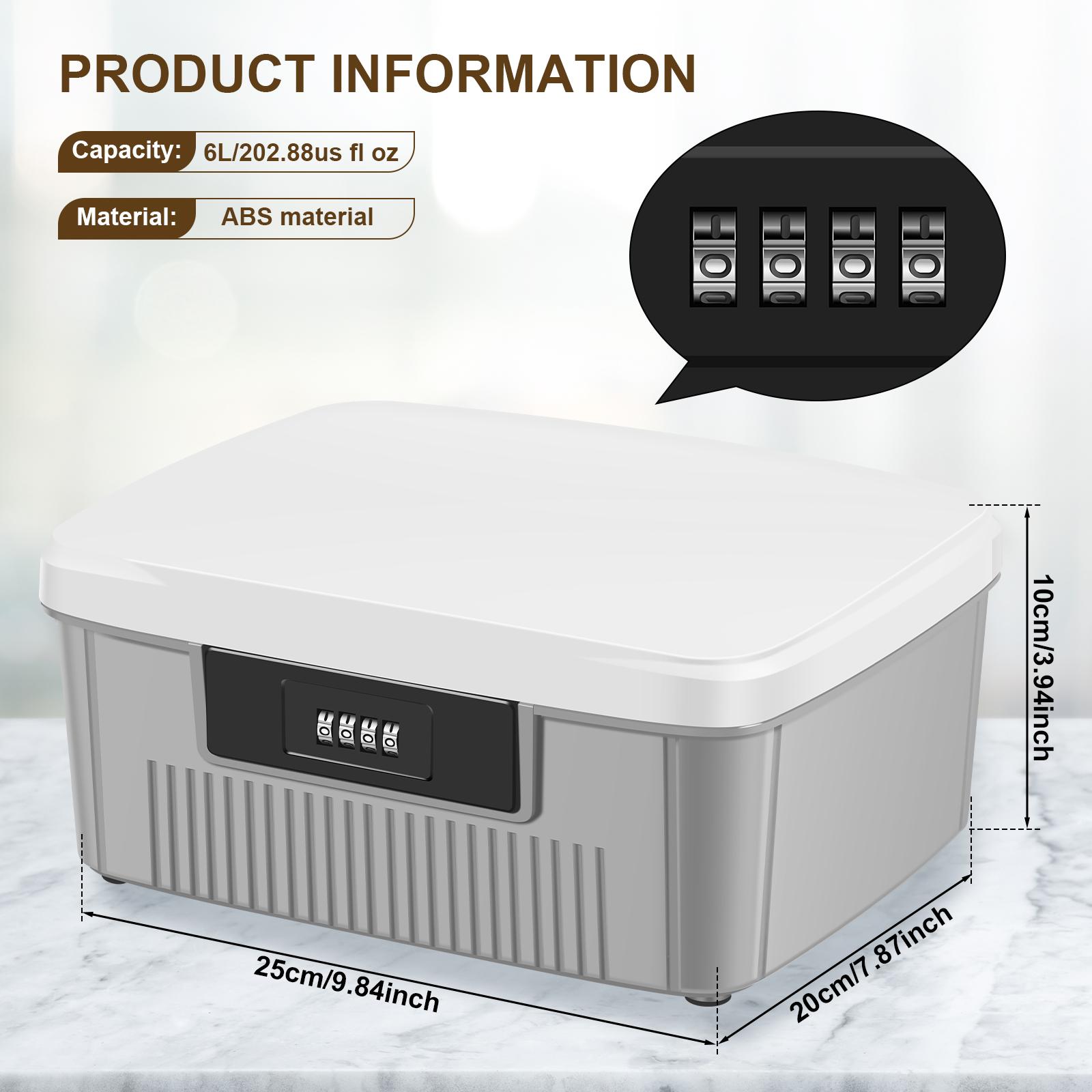 

Lockable Storage Container Bin Portable Plastic Safe Box with Lock Password Storage Organizer Locking Box for Car School Office серый