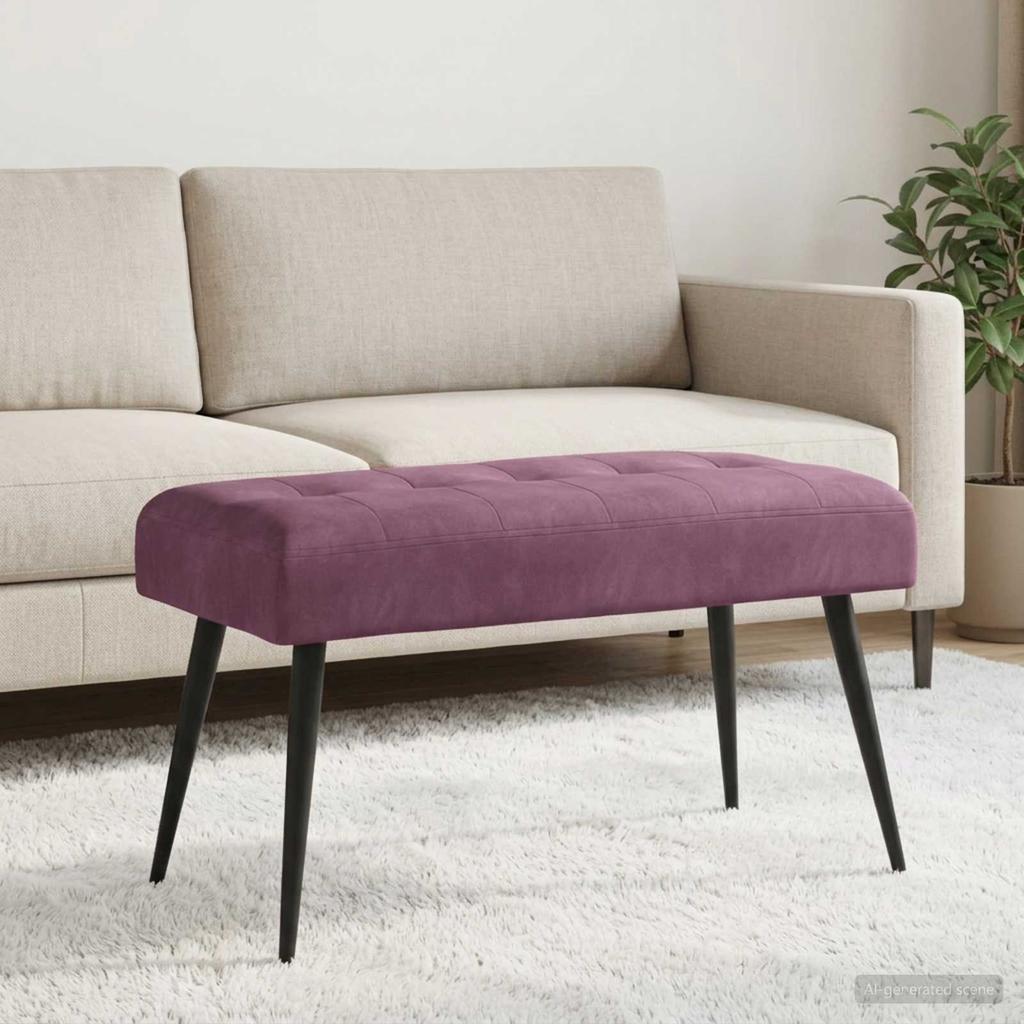 Button Tufted Bench Purple 80 x 40 x 46 cm Velvet