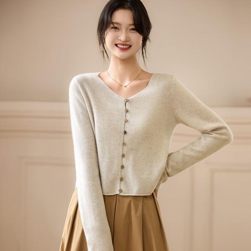 Srcr Women's Petite Short Knit Wool Cardigan