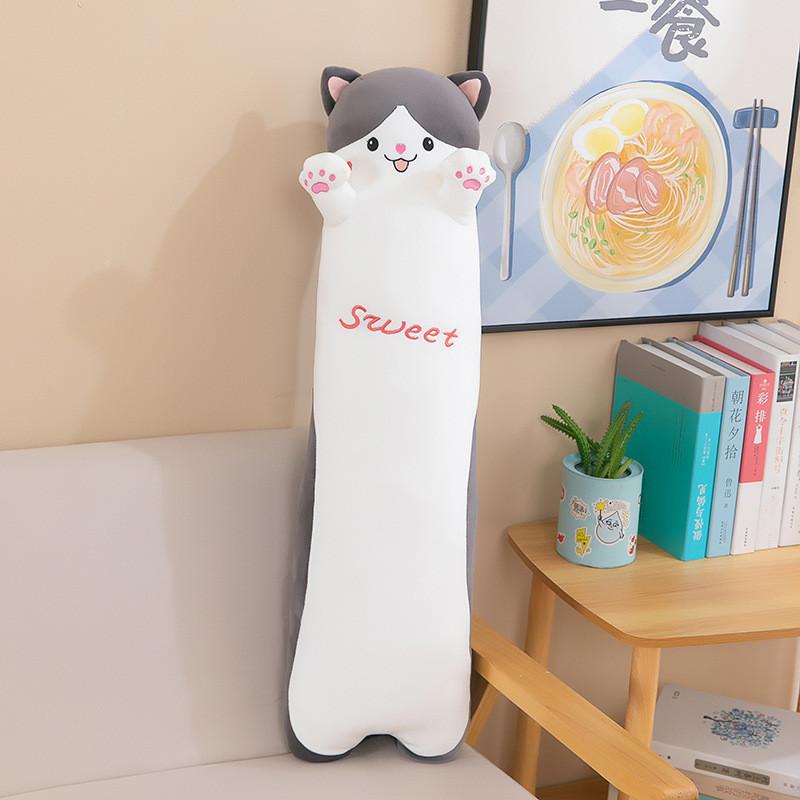 Long Cat Plush Pillow Snuggly Hugging Toy For Girls Perfect Bedtime Companion**
