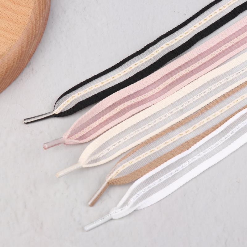 2Cm Bow Wide Flat Shoelaces Fish Silk Transparent Striped Shoelaces Sneaker Black Sport Training Shoes Casual Shoes Laces