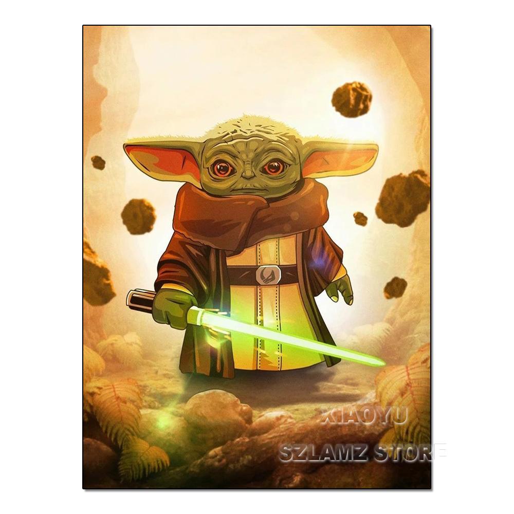 Diamond Painting Yoda Rhinestone Picture Cartoon Full Round Drill Mosaic Embroidery Mandalorian Home Decor Gift
