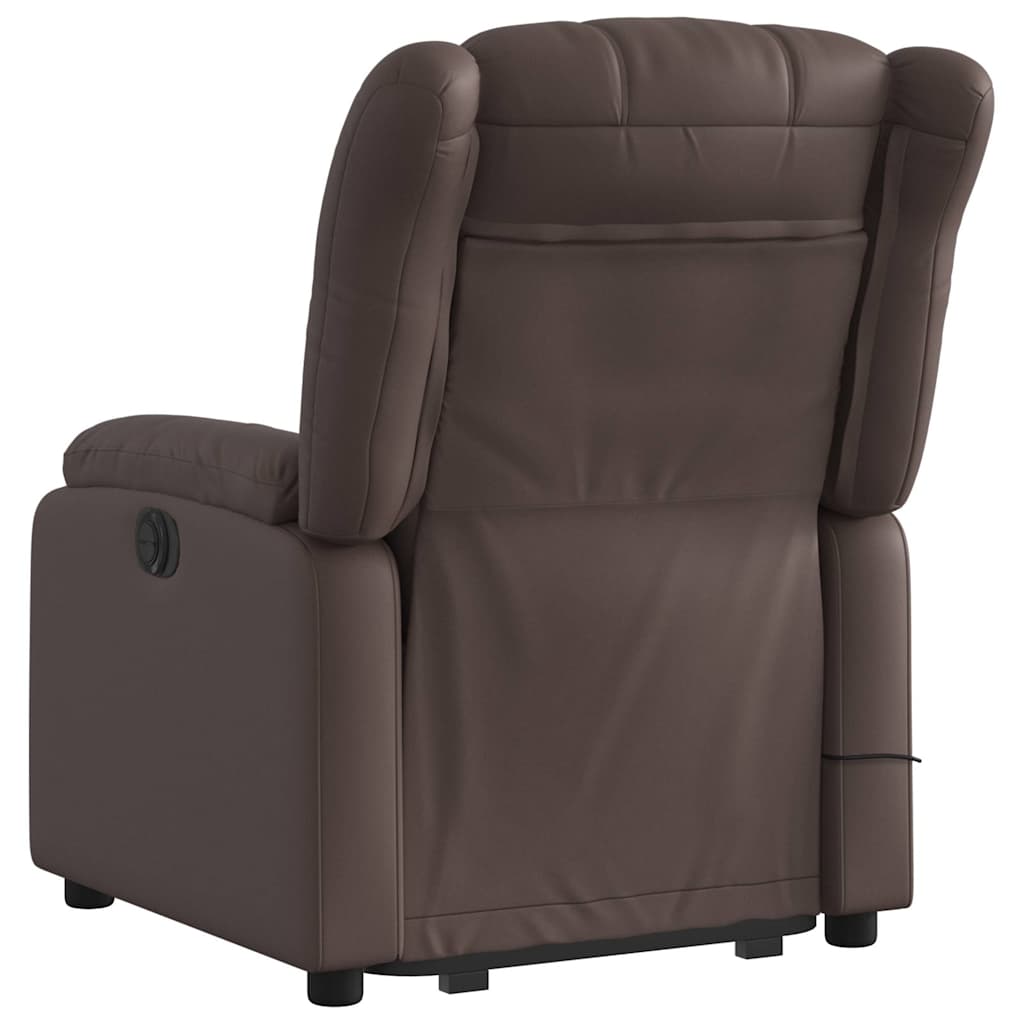 Recliner Chair with Lift Assist Brown Faux Leather