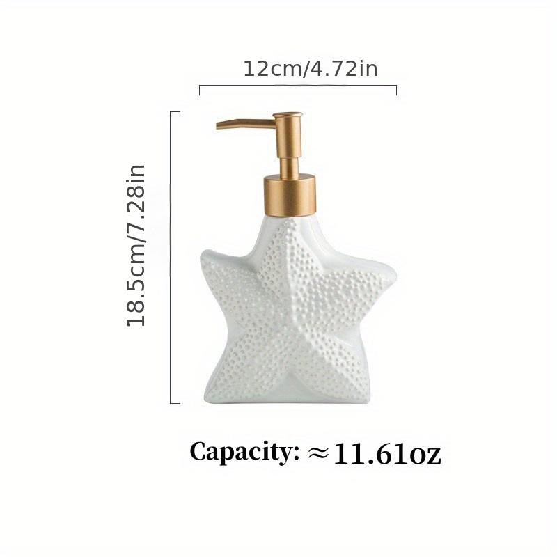 1pc Starfish Ceramic Lotion Dispensers,Shell Shaped Soap Dispenser, White Ceramic Lotion Bottle With Golden Matte Pump,Hand Soap Dispenser,Home Decor