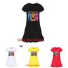 Kpop Demon Hunter Girl Short Sleeve Pajama Dress With Ruffle Skirt For Kids Homewear