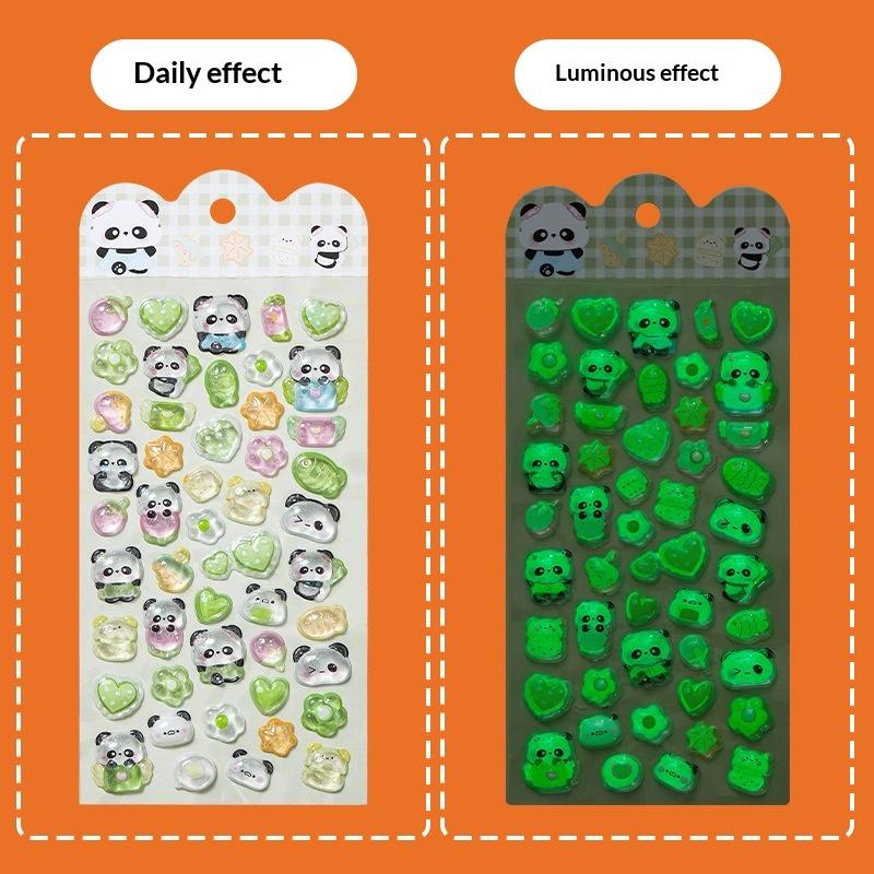 Cute Cartoon Animal Noctilucent 3D  Relief Stickers Fun Aesthetic Stickers Diy Phone Case Diary Stationery Sticker Gift