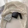 Solid Color Bohemian Knit Tote Bag Large Capacity Hollow Out Crochet for Women Birthday Holiday Gifts