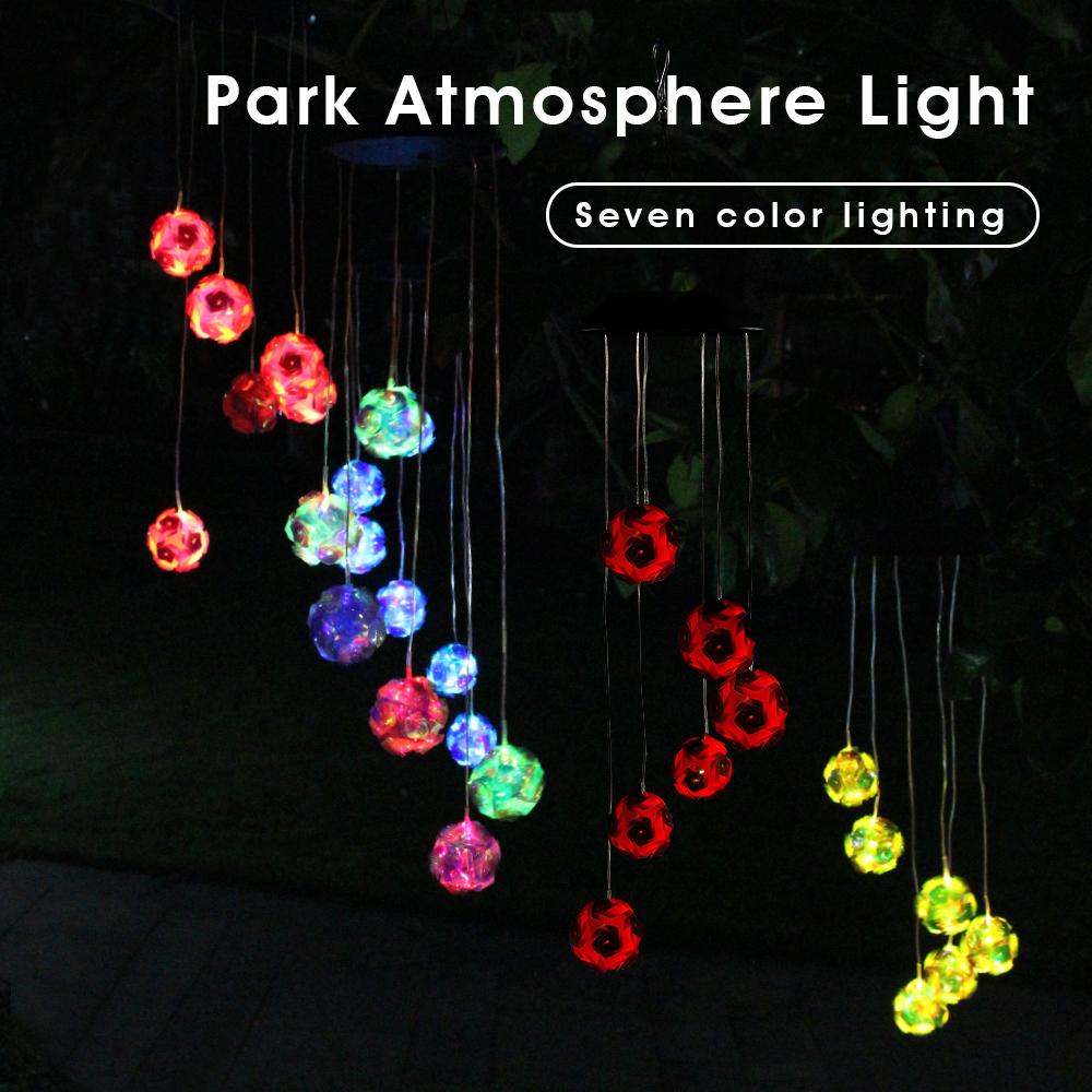 Solar Laser Wind Chime Lights Solar Powered Disco Ball Lamp Landscape Courtyard Lights Waterproof Outdoor Decorative Lamp