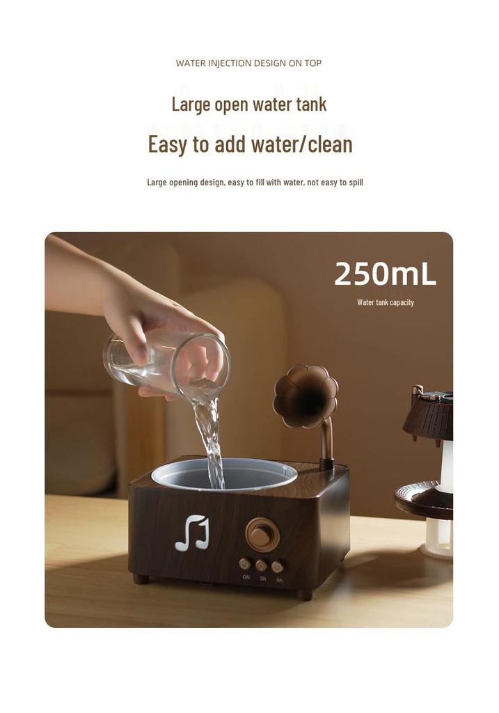 Retro Disc Bluetooth Aroma Diffusor: Drehendes Wassertropfen-Design, Hohe Nebelausgabe, Holzmaser-Oberfläche, Haushalts-Schreibtisch-Luftbefeuchter
