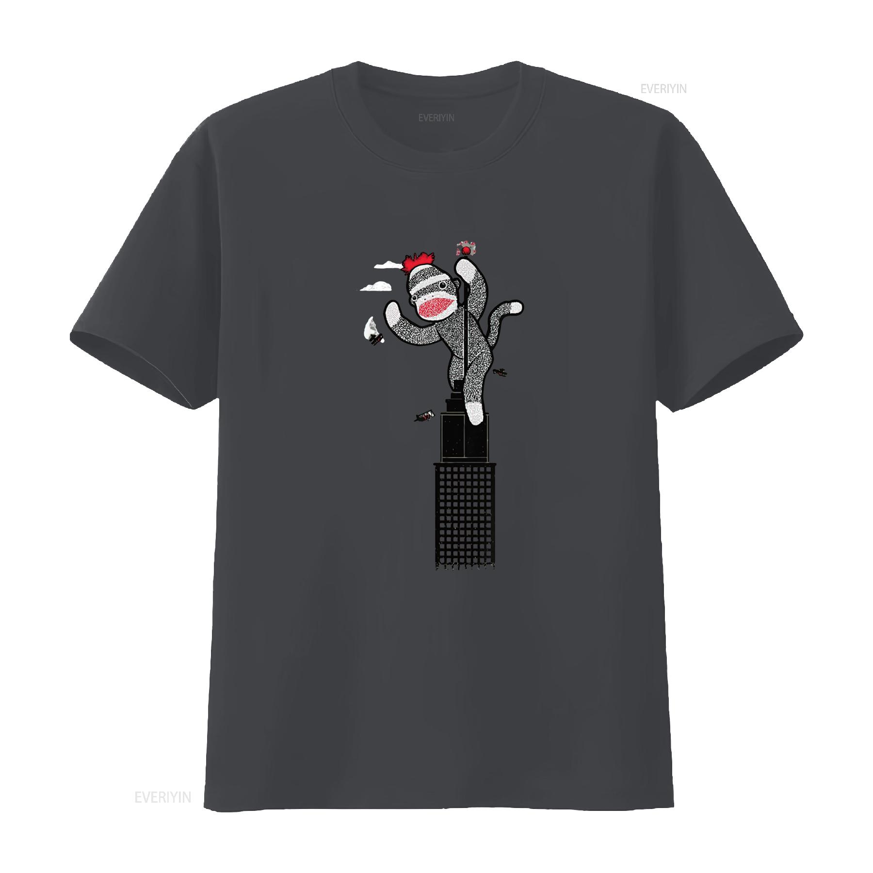 

Cute Sock Monkey T Shirt Womens Toddler Kids Black vintage Washed Comfortable fashion Versatile designer clothes 4XL