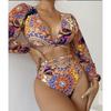 2024 Print High-Waist Tie-Up Bikini - Sexy Deep V Beach Two-Piece Swimsuit for Women
