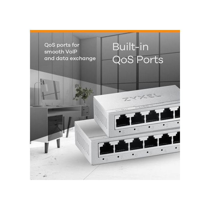 Switch Ethernet - ZYXEL - GS105B - 5 Ports - Métal - QoS
