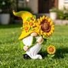 Waterproof Garden Sculptures Sunflower Gnome Statue Ornaments, Resin Faceless Figurines, Pastoral Tiered Tray Seasonal Decor Style Tabletop
