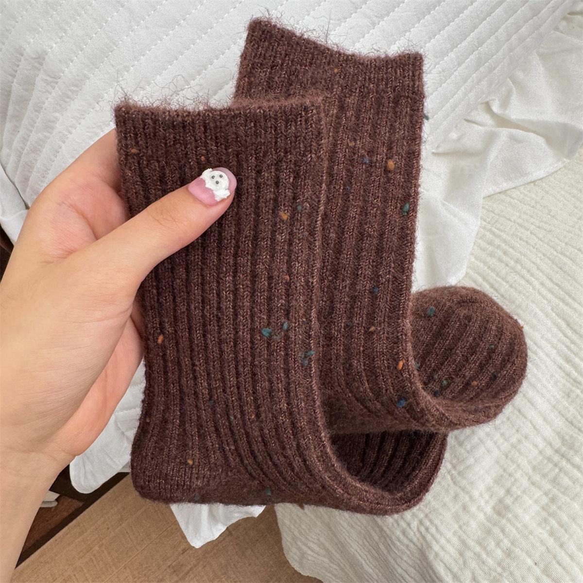 

Thickened Cashmere Midcalf Socks for Women s Winter Warmth, Soft and Glutinous Wool Pile Socks 1 pair кавовий