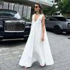 Women's U Neck Sleeveless Maxi Dress Loose Wide Waist Casual Solid Viscose Linen Blend A Line Vacation Dress