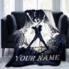 1PC Custom Name Baseball Player Silhouette Flannel blankets Patterns Throw Blanket All-Season Soft Gift for Couch, Bed, Camping gifts