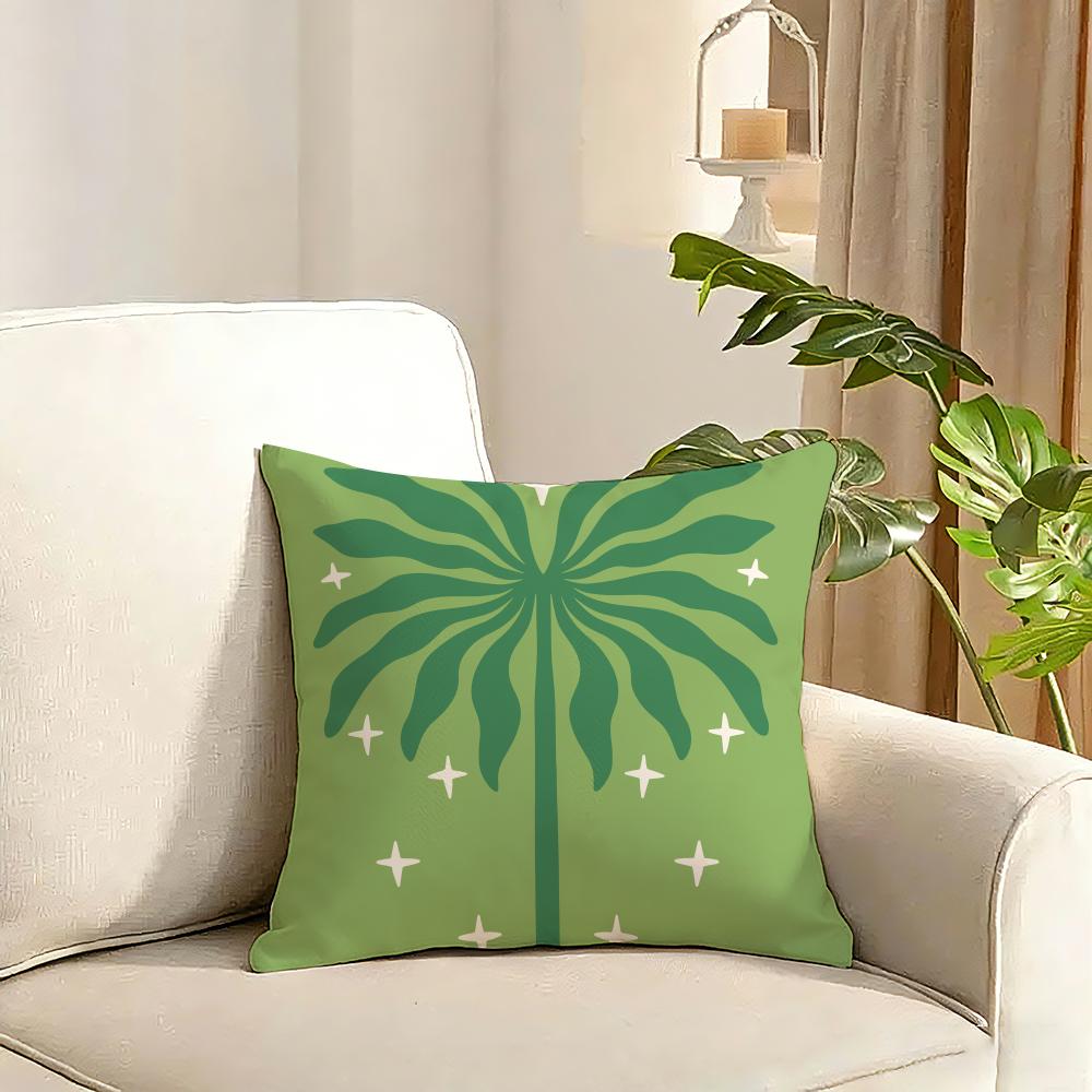 Bohemia Green Cushion Cover Reversible Plush Pillow Cover Soft Fluffy Home Decor for Sofa Bedroom