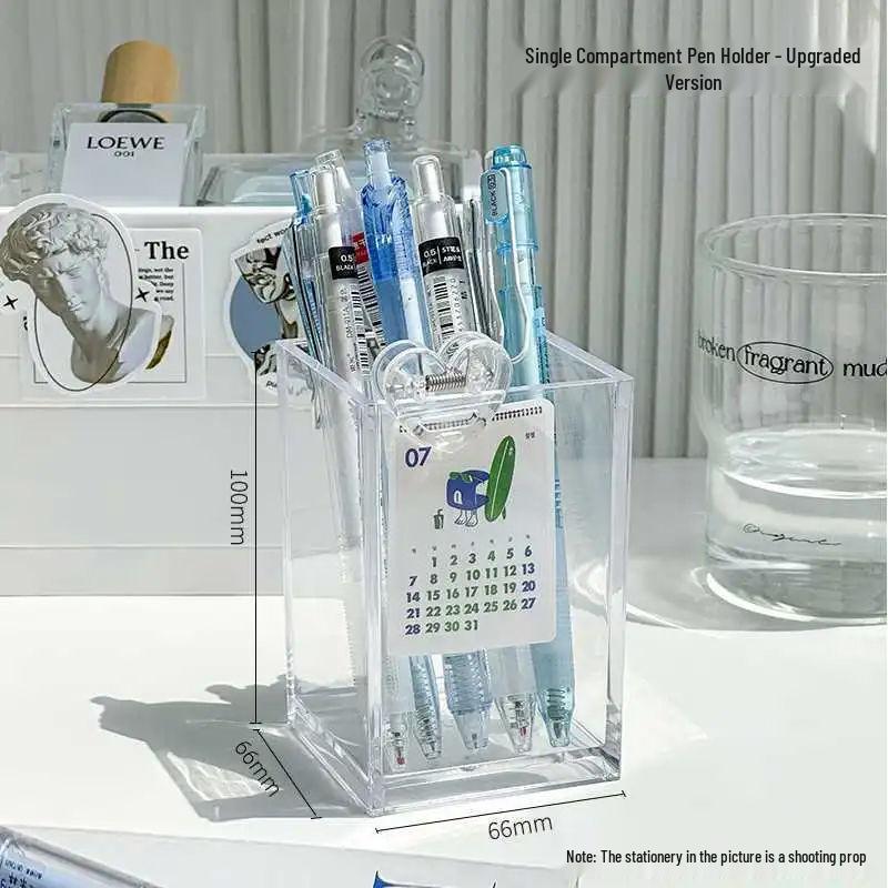 Clear Multi-Grid Pen and Cosmetic Holder - Large Capacity Desktop Organizer