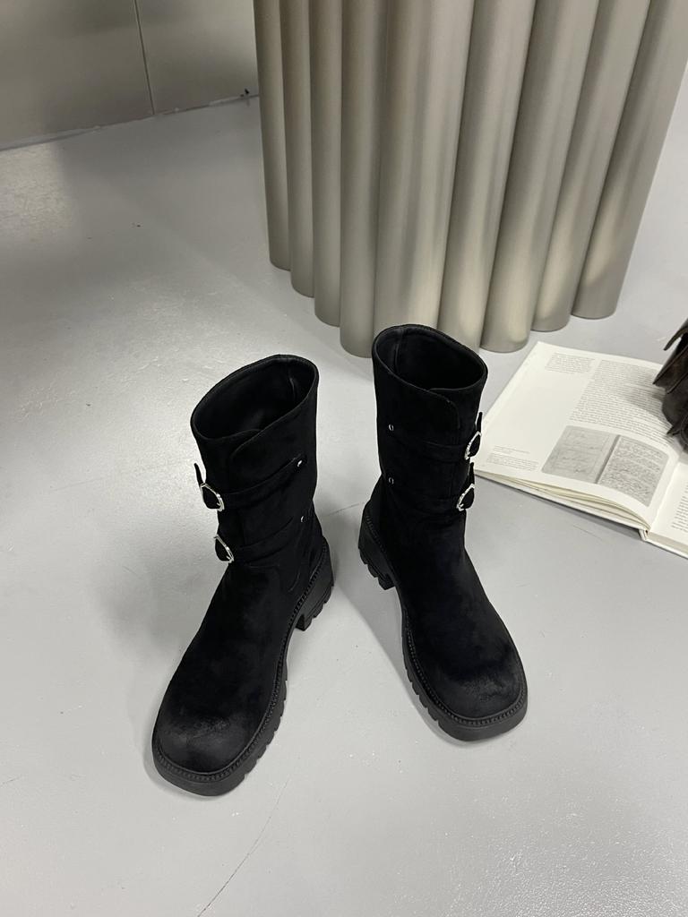 Vintage Western Boots European Station Long Boots Rubber Sole Round Head Tall Tube 2025 Autumn and Winter Suede Leather Knight Boots
