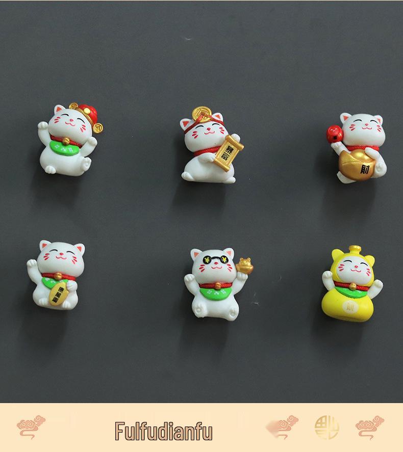 3D Resin Lucky Cat Magnet - Creative Ornament for Fridge, Office, Home, Shop, or Travel
