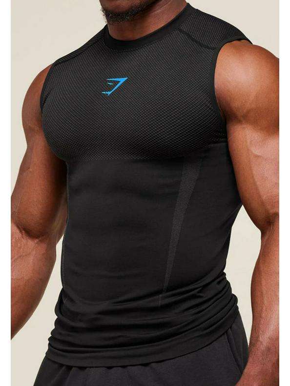 Męski bezszwowy szybkoschnący bezrękawnik do biegania