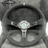 Drift Racing Steering Wheel 14inch 350mm Carbon Fiber Suede Leather Steering Wheels Deep Dish Red Black Yellow Ring