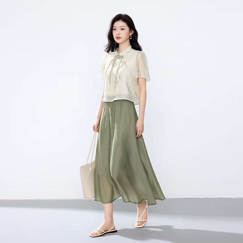 JOY SPEAKER Bluzka i spódnica w stylu chińskim Zestaw dwuczęściowy