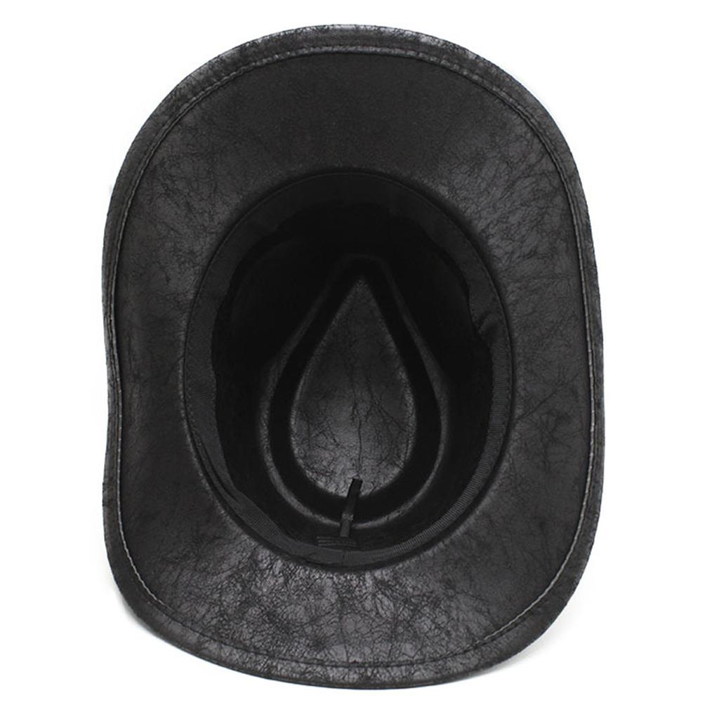 Rolled Brim Cowboy Hat for Woman Men Wear Resistant Cowboy Hat with Hat Band Western Style Large Brim Windproof Hat