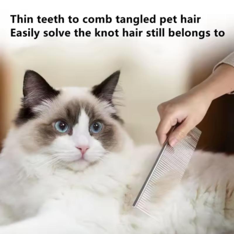 Stainless Steel Pet Dematting Comb for Dogs And Cats - Gently Removes Loose Undercoat Flea Tangles And Knots - Pet Grooming Tool