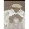 Women's Summer Short Lapel Half Sleeve Shirt Loose Embroidery White Casual Top