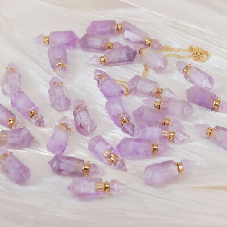 Einzigartiger Kristall Parfümflakon Halskettenanhänger Verstellbare Länge Schlüsselbeinkette Edelstahl Kabelkette Damen Choker