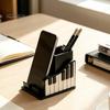 Schwarz-Weiß Schreibtischzubehör Klavierform Stifthalter, Kreativer Musik-Themen-Organizer, mit Handy-Büromaterialien Dekor Halter Design, Schreibwaren